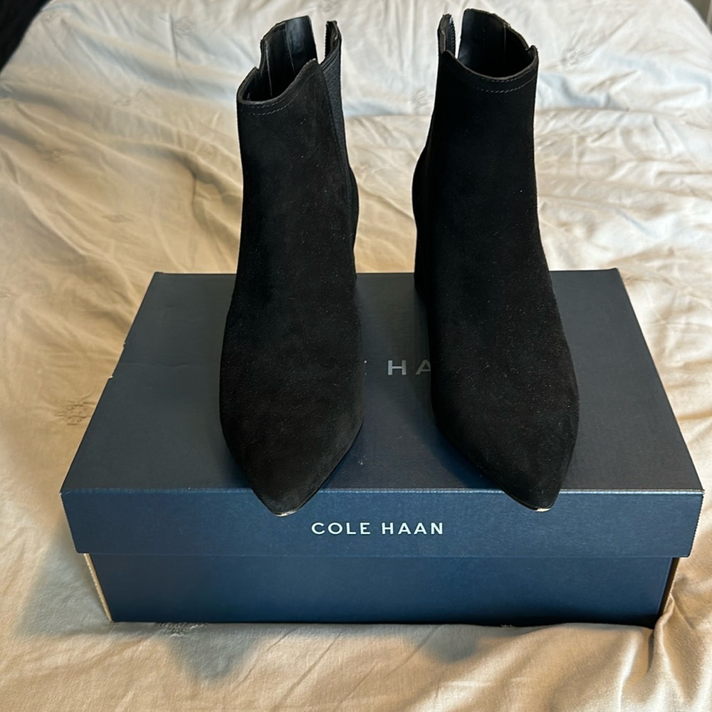 Cole Hanna suede bootie